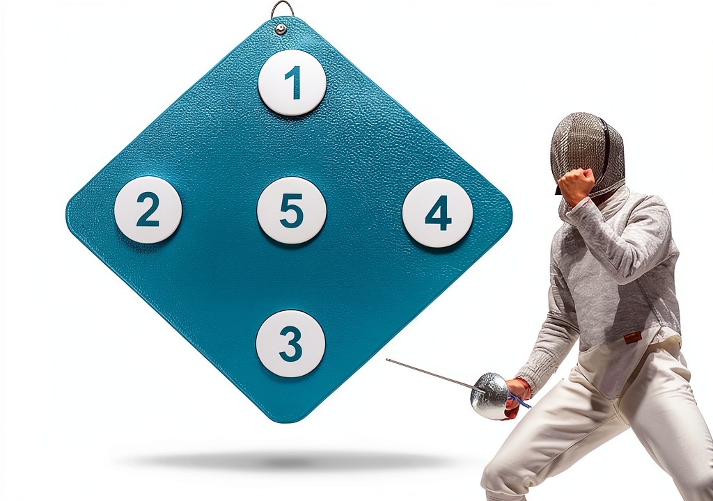 Fencing target mounted on a gym wall