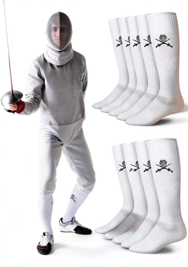 Fencing Socks Glitopper White Cotton‑Poly Blend-0
