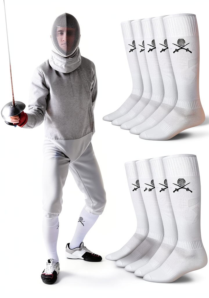 Fencer wearing Glitopper knee‑high socks during a bout