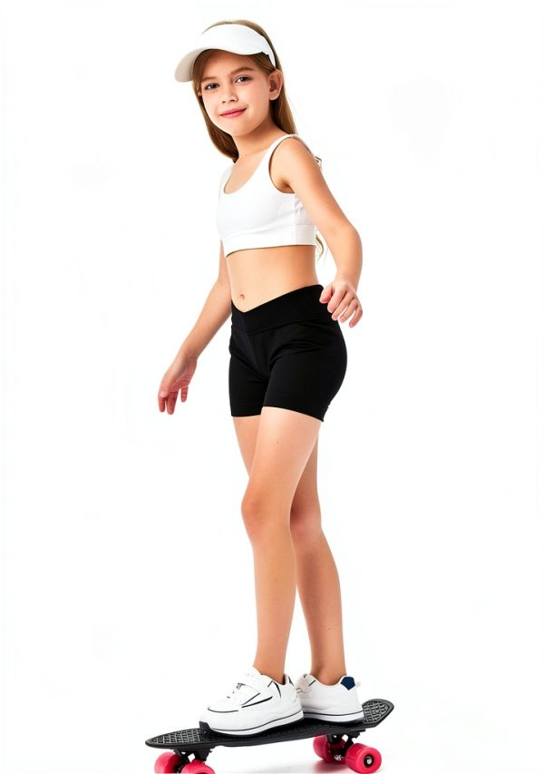 Girls Athletic Shorts Slim Tummy Control Navy Blue M7Z423-3