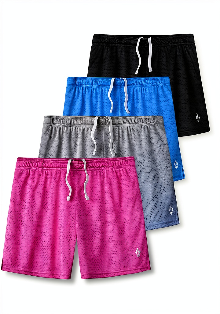 Girls wearing ActiveKids mesh athletic shorts on a sunny soccer field