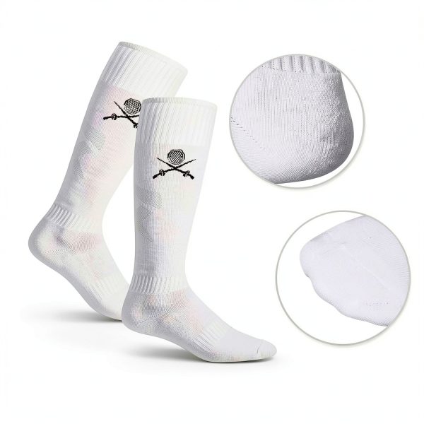 Fencing Socks Glitopper White Cotton‑Poly Blend-3