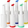 6-Piece Professional Bar Juice Pour Bottles Set - 0.9 Quart Juice Pourers for Bartending, Store and Pour Containers for Bar with Leakproof Spouts (Multicolor, 3.7x13 Inch, PP Plastic)-0