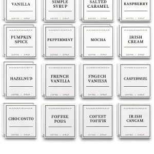 40PCS Coffee Syrup Labels for Coffee Bar, Coffee Station Syrup Dispenser Labels, Waterproof Labels for Coffee Syrup Bottles-0