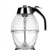 Honey Dispenser No Drip Glass 8 oz, Maple Syrup Dispenser, Honey Jar with Stand, Beautiful Honey Comb Shaped Honey Pot, Perfect Bee Decoration for Home Kitchen-1