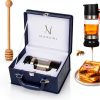 Glass Honey Dispenser with Wood Dipper Stick - No Drip Bottom Spout, Easy Pouring for Kitchen Convenience. Multipurpose for Syrup & Salad Dressing. Luxury Case for Gift & Storage-0