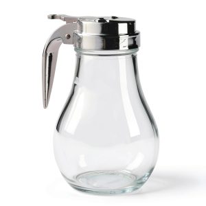 Thunder Group Syrup Dispenser with Cast Zinc Top, 14 Oz Glass Bottle-0