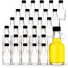 30 Pcs Supply Glass Maple Syrup Bottles 1.7 oz Black Plastic | Loop Handle, Glass Syrup Bottles with Loop Handle Tamper Evident Lids for Milk Juice Sauce-0