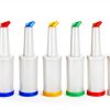 6-Piece Professional Bar Juice Pour Bottles Set - 0.9 Quart Juice Pourers for Bartending, Store and Pour Containers for Bar with Leakproof Spouts (Multicolor, 3.7x13 Inch, PP Plastic)-1