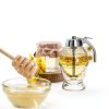 Honey Dispenser No Drip Glass 8 oz, Maple Syrup Dispenser, Honey Jar with Stand, Beautiful Honey Comb Shaped Honey Pot, Perfect Bee Decoration for Home Kitchen-3