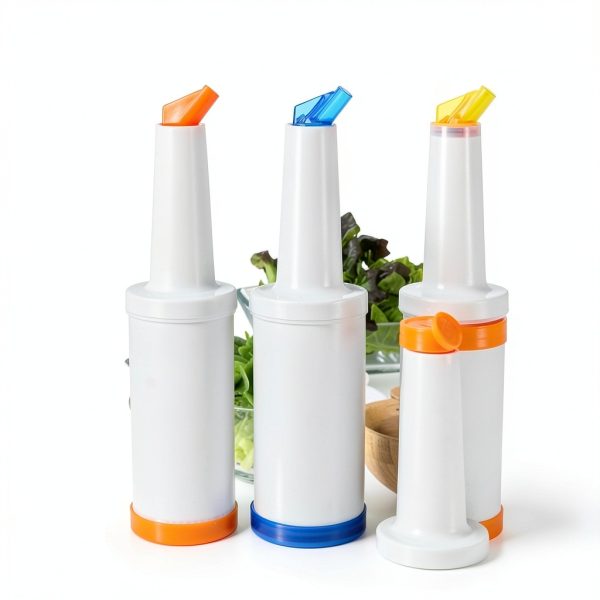 6-Piece Professional Bar Juice Pour Bottles Set - 0.9 Quart Juice Pourers for Bartending, Store and Pour Containers for Bar with Leakproof Spouts (Multicolor, 3.7x13 Inch, PP Plastic)-5