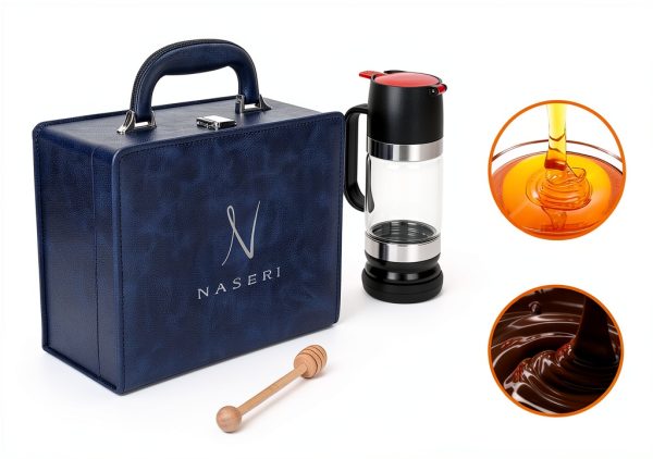 Glass Honey Dispenser with Wood Dipper Stick - No Drip Bottom Spout, Easy Pouring for Kitchen Convenience. Multipurpose for Syrup & Salad Dressing. Luxury Case for Gift & Storage-5