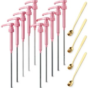 Patelai Coffee Syrup Pump Set 14 Pcs for 750ml Bottles Pink Dispenser-0