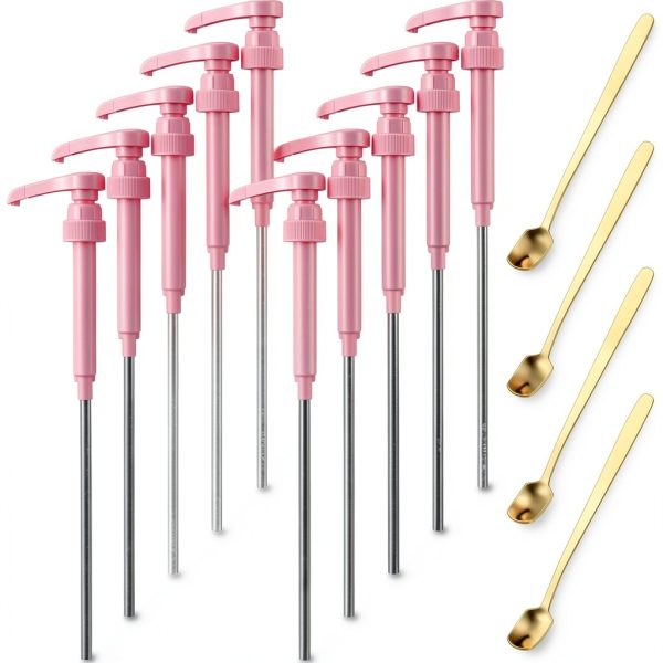 Patelai Coffee Syrup Pump Set 14 Pcs for 750ml Bottles Pink Dispenser-0