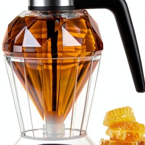 6.8oz Honey Dispenser - 6" no drip Honey Dispenser Glass - with No-Drip Valve and Stand Base-0