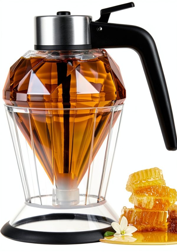 6.8oz Honey Dispenser - 6" no drip Honey Dispenser Glass - with No-Drip Valve and Stand Base-0