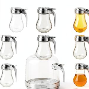 20 Pcs Syrup Dispensers with Retracting Spout 6 oz Syrup Glass Bottle, Coffee Container Jar Pot for Maple Chocolate Sugar-0