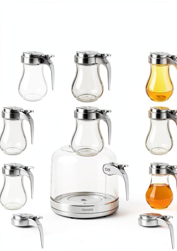 20 Pcs Syrup Dispensers with Retracting Spout 6 oz Syrup Glass Bottle, Coffee Container Jar Pot for Maple Chocolate Sugar-0