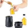 30 Pcs Supply Glass Maple Syrup Bottles 1.7 oz Black Plastic | Loop Handle, Glass Syrup Bottles with Loop Handle Tamper Evident Lids for Milk Juice Sauce-1