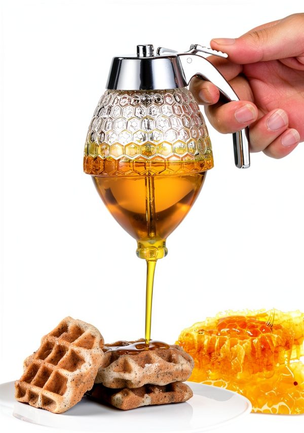 Honey Dispenser ANABIUP 8oz Clear Glass Stand No‑Drip Leak‑Proof-1