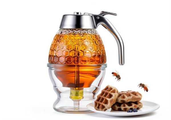 Honey Dispenser ANABIUP 8oz Clear Glass Stand No‑Drip Leak‑Proof-0