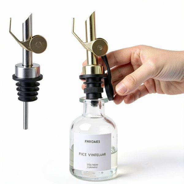Olive Oil Dispenser Spout TERESRY Stainless Steel Weighted Pack Golden-2