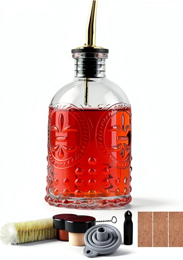 Coffee Syrup Dispenser Bottles Set 2 Pack 7 OZ Simple Small Syrup Bottles Set with Metal Pour Spout Ideal for Coffee Syrups, Condiments, Coffee bar, SC056 (2 pack)-0