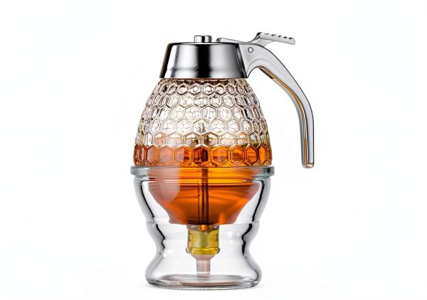 Honey Dispenser ANABIUP 8oz Clear Glass Stand No‑Drip Leak‑Proof-2