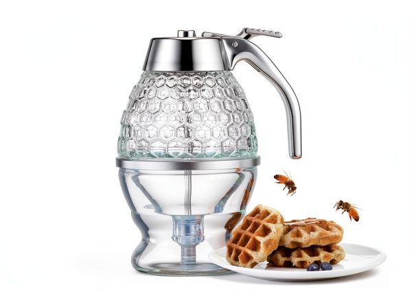 Honey Dispenser ANABIUP 8oz Clear Glass Stand No‑Drip Leak‑Proof-6