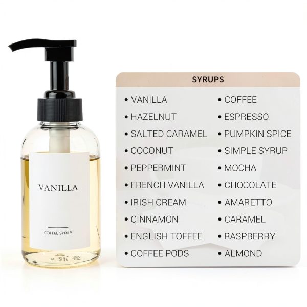 4 Pieces Coffee Syrup Dispenser Bottle 300ml PET Black Pump Bottles with Labels for Coffee Bar Organization-2
