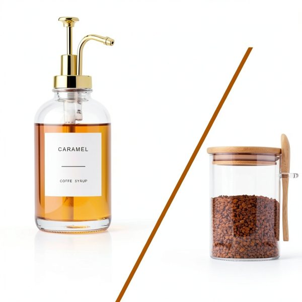 Coffee Bar Forhaodejia Syrup Dispenser Set 2pcs 16.9oz Gold Glass-1