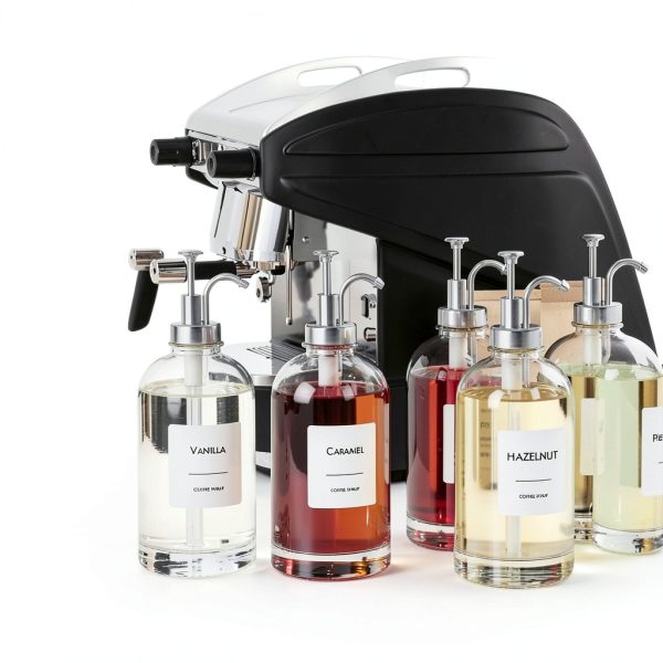 16.9 oz Coffee Syrup Dispenser Set - 6 Glass Bottles with Silver-4