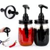 Glass Mason Syrup Bottle with Dispenser Pump 16oz Black Set GLUKIEWT-5