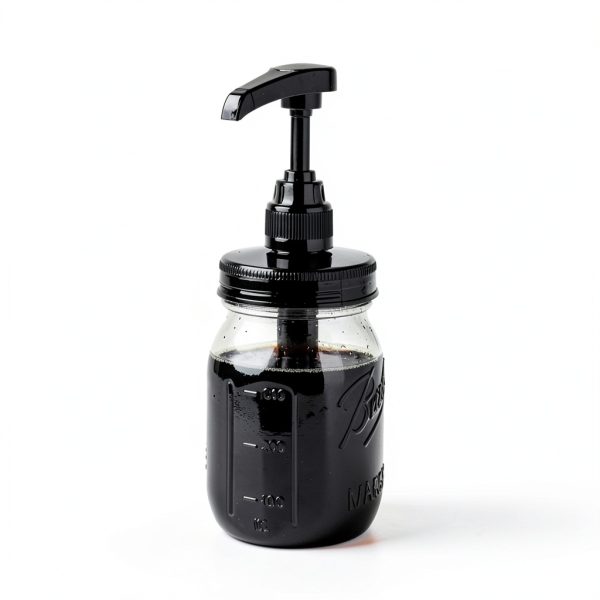 Glass Mason Syrup Bottle with Dispenser Pump 16oz Black Set GLUKIEWT-3