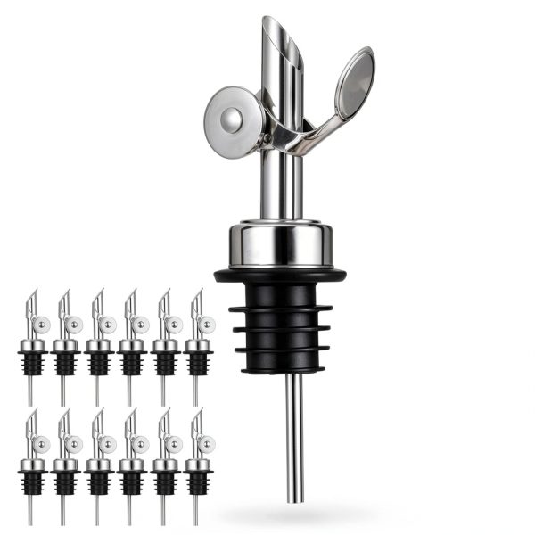 Weighted Stainless Steel Liquor Bottle Pourer 12pcs JOUTYFOR Flip-1