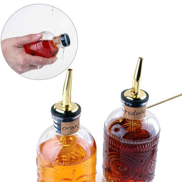 Syrup Dispenser Bottles Set, 4 Pack 7 OZ Bottles With Metal Pour Spout and Labels for Syrups, SC055 (4 Pack)-6