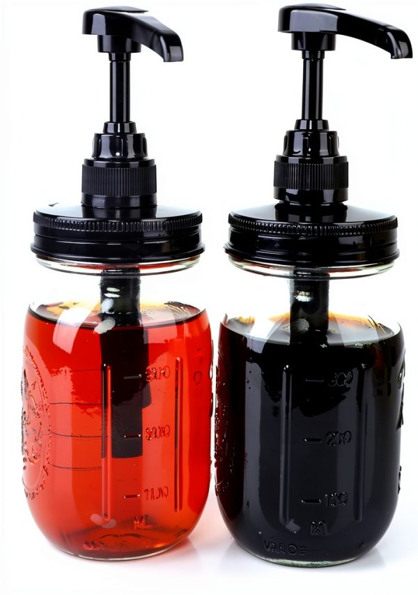 Glass Mason Syrup Bottle with Dispenser Pump 16oz Black Set GLUKIEWT-0