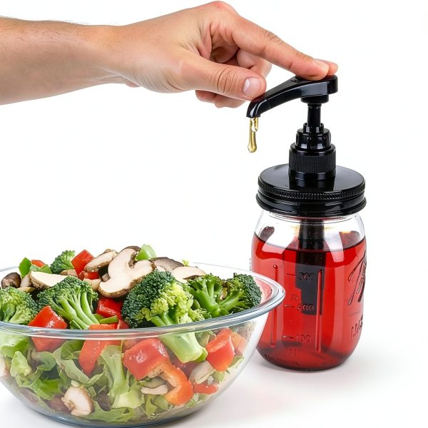 Glass Mason Syrup Bottle with Dispenser Pump 16oz Black Set GLUKIEWT-2