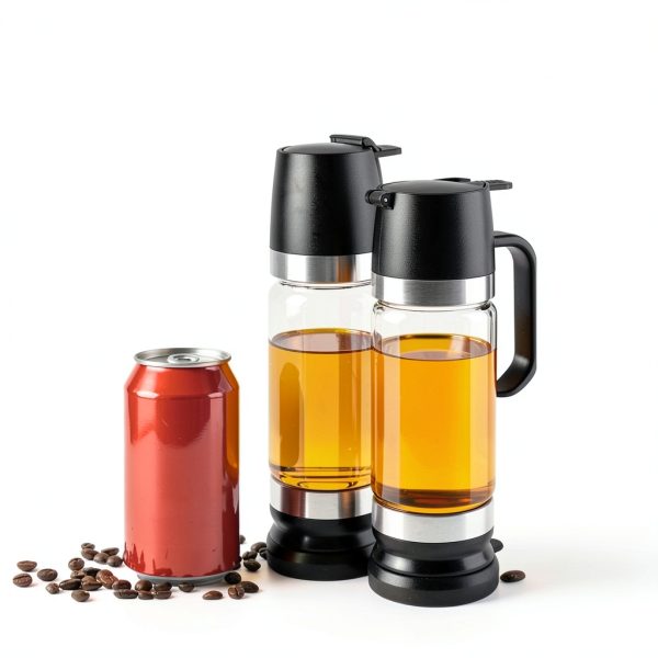 Aelga Coffee Syrup Dispenser 12 OZ Glass Bottle No Drip Handle 2 Pack-2